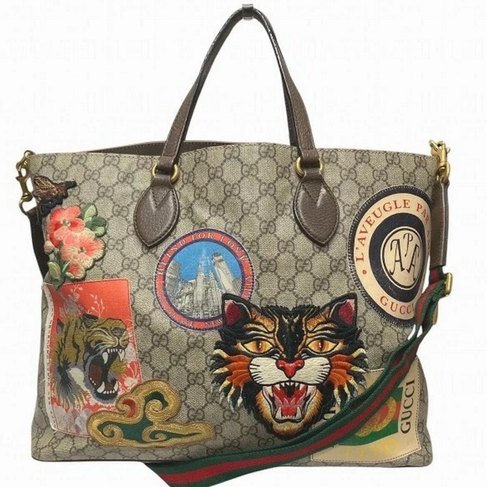 Gucci Beige Multicolor Embroidered Tote